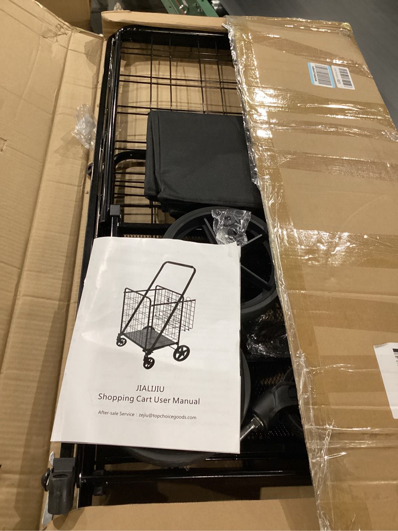 Heavy Duty Folding Shopping Cart with 360° Swivel Wheels, Waterproof Bag, Jumbo Utility Carts for Gr