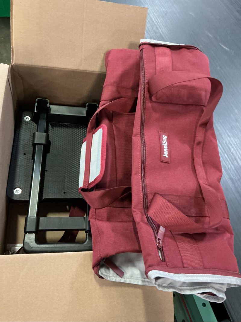 Condition photo showing Good Condition for jennibag convertible travel bag for women, 60l weekender garment duffel carry-on with shoe compartment, trolley sleeve, durable water-resistant overnight bag (roller edition, maroon) maroon roller edition