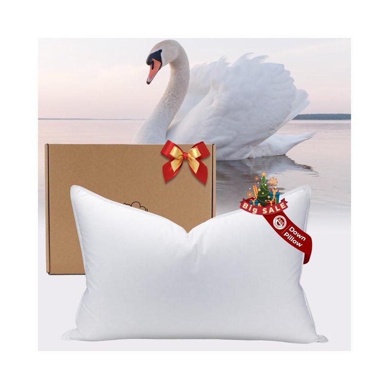 plushhavencloud white goose down pillow luxury hotel bed pillow with 100% 800+fill power, goose down