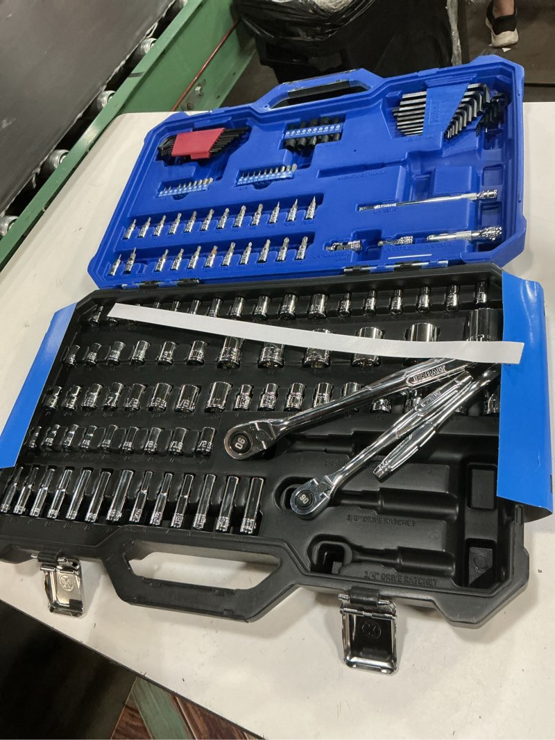 Condition photo showing As Is for kobalt 170 -piece standard (sae) and metric mechanics tool set with hard case
