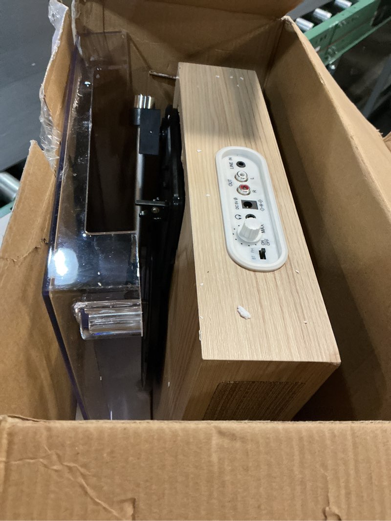 Condition photo showing As Is for crosley cr6042a-na scout 3-speed bluetooth turntable with built-in speakers, natural