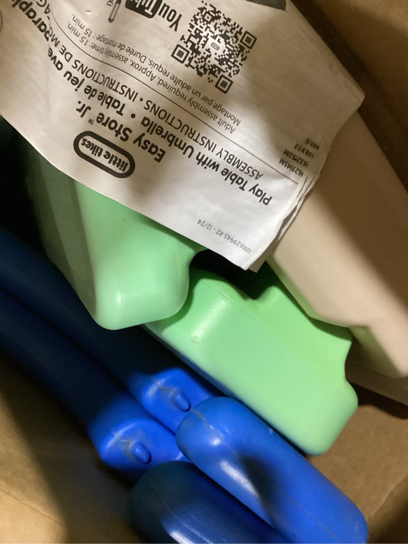 Condition photo showing As Is for Little Tikes Easy Store Jr. Picnic Table with Umbrella - Blue / Green Blue/Green Onesize