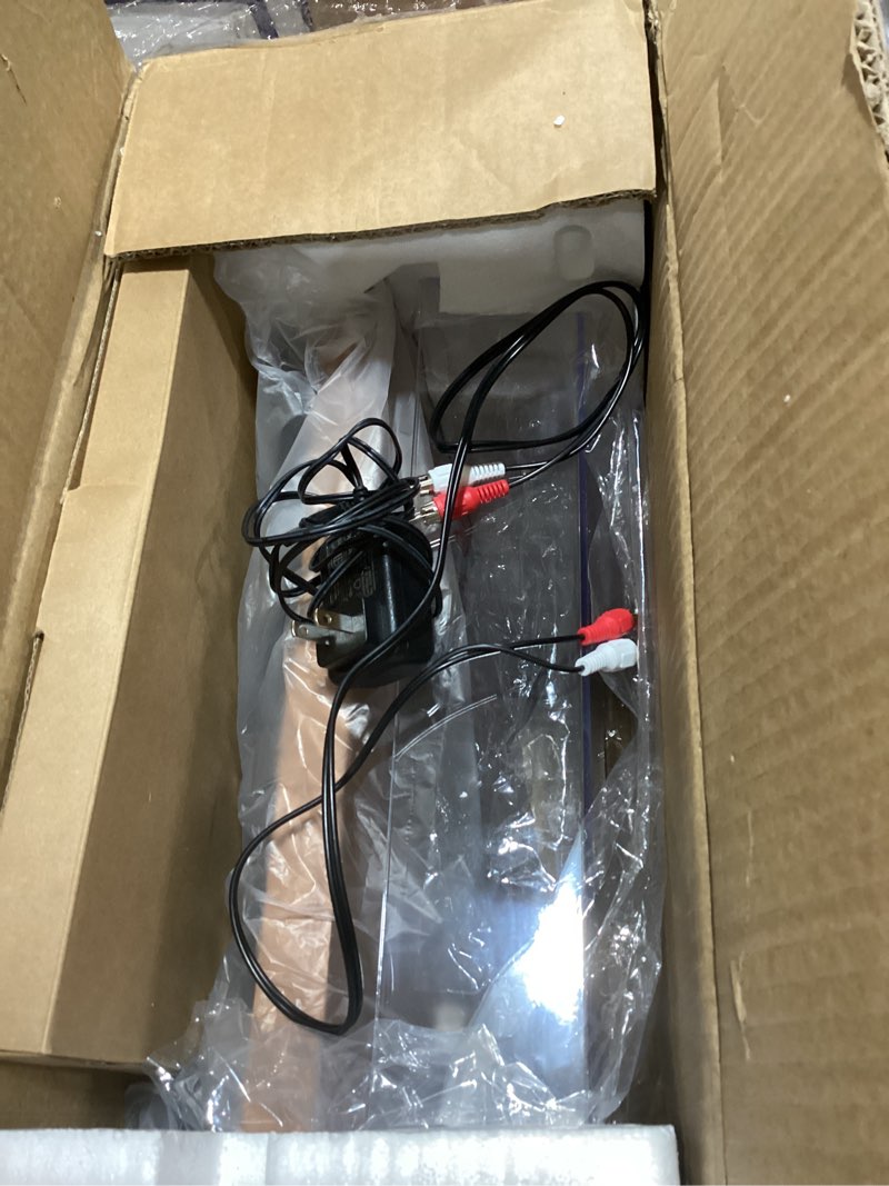 Condition photo showing As Is for Turntable Vinyl Record Player Support Bluetooth Output Phono/Line Switch Pitch Control with Pre-Installed Counterweight & Magnetic Cartridge, Belt Drive 2 Speed Brown