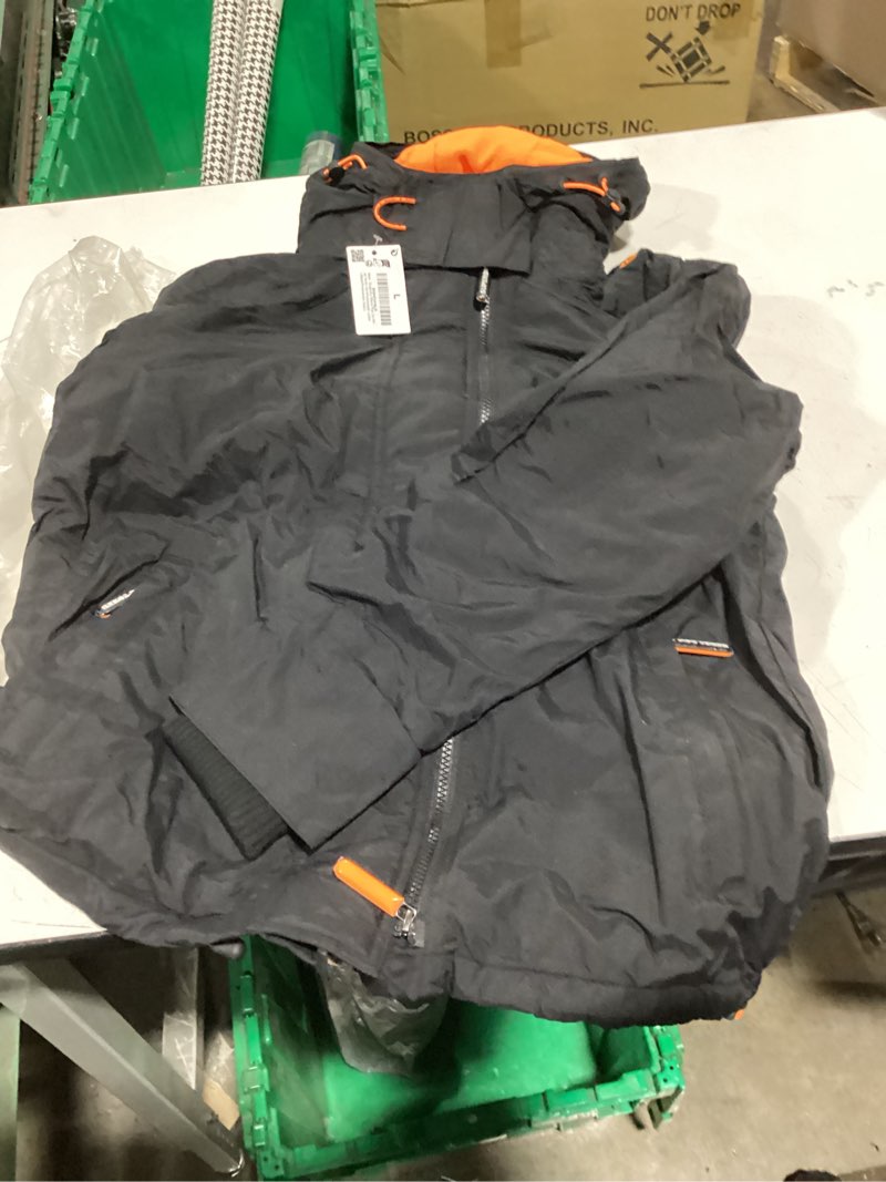 Condition photo showing Good Condition for superdry mens pop zip hood arctic sd-windcheater jacket black/firecracker size l
