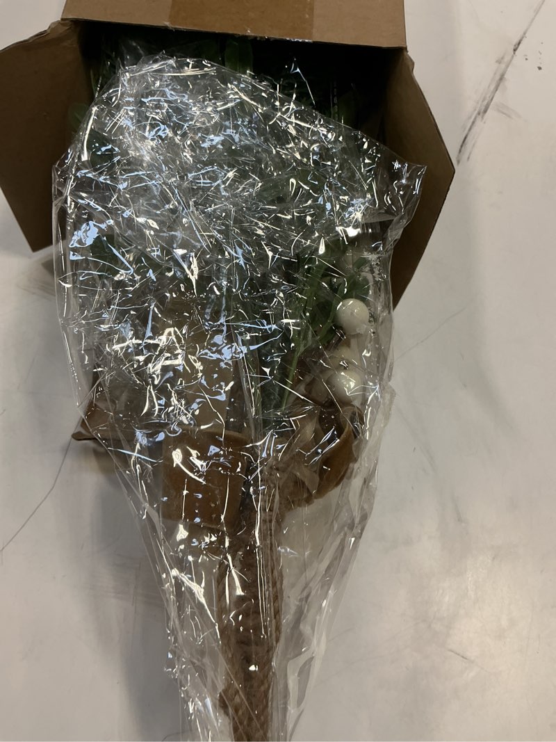 Condition photo showing New/Like New for 2 Pcs Christmas Teardrop Swag 30'' Mistletoe Artificial Christmas Decorative Swag Pine Cedar Holly Berry Hanging Wreath Decor for Holiday Door Fireplace Wall Outdoor Party Xmas DIY (White) White 2