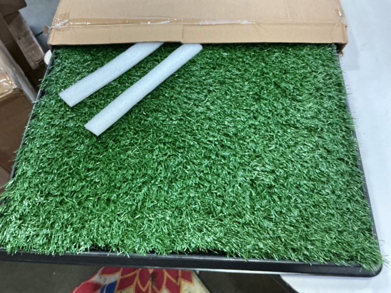 Condition photo showing Good Condition for artificial grass puppy pee pad for dogs and small pets - 20x30 inch, reusable 3-layer turf pads for dogs with tray - indoor and outdoor fake grass potty pet supplies by petmaker