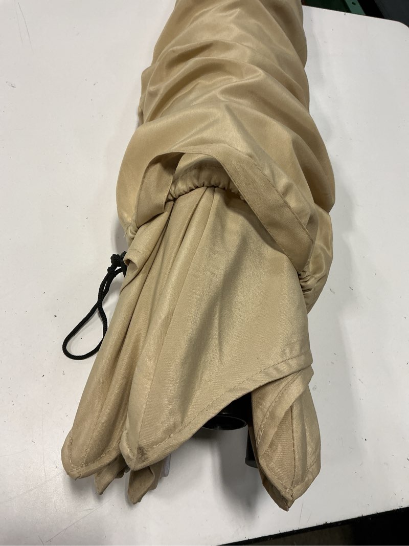 Condition photo showing Good Condition for style selections 7.5-ft steel tan push-button tilt market patio umbrella