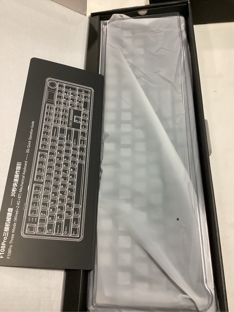 Condition photo showing New/Like New for AULA F108 PRO - Wireless Mechanical Keyboard with Screen & Knob,Full Size Keyboard with 8000mAh Battery,Pre-lubed Switches,Side Printed PBT Keycaps,RGB Backlit Hot Swappable Custom Gaming Keyboards Gradient Black