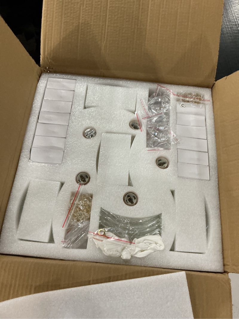 Gopmmy 15.7 Inch Crystal Chandelier Gold,Modern 5-Lights Crystal Flush Mount LED K9 Chandeliers Ligh