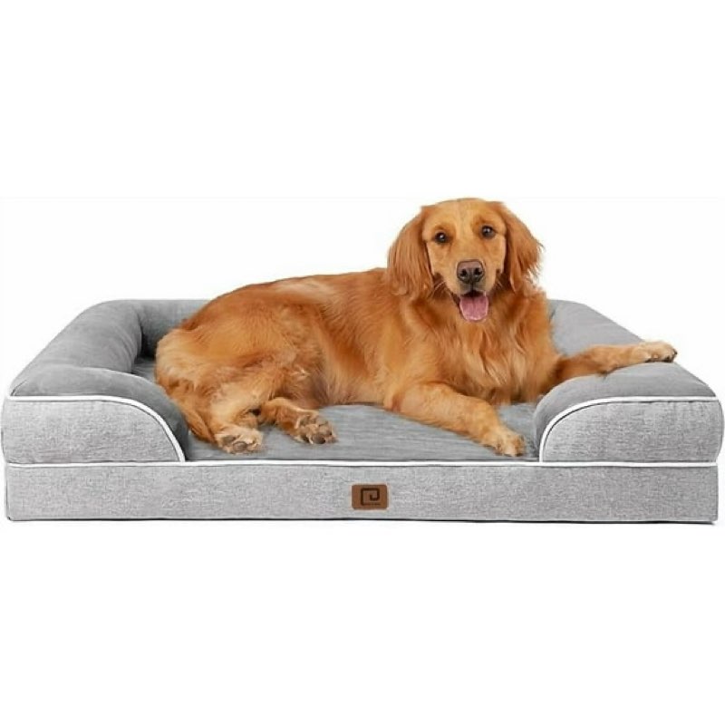  EHEYCIGA Orthopedic Dog Beds for Extra Large Dogs Waterproof Memory Foam XL Pet Bed with Sides Non-Slip and Egg-Crate Foam Big Dog Couch Bed with Washable Removable Cover Grey