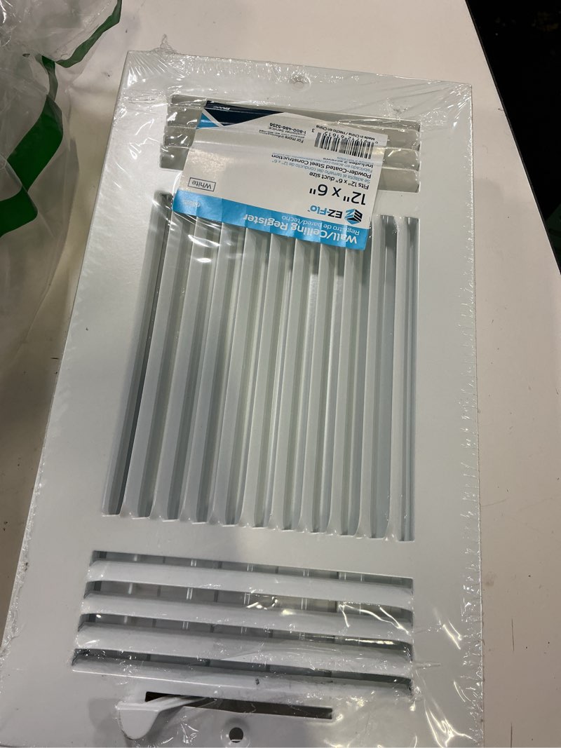 Condition photo showing New/Like New for vihose 6 pcs vent covers 12 x 6 inch hvac sidewall air ceiling register 3 way vents for wall solid steel manual adjuster for bathroom toilet home office(white)