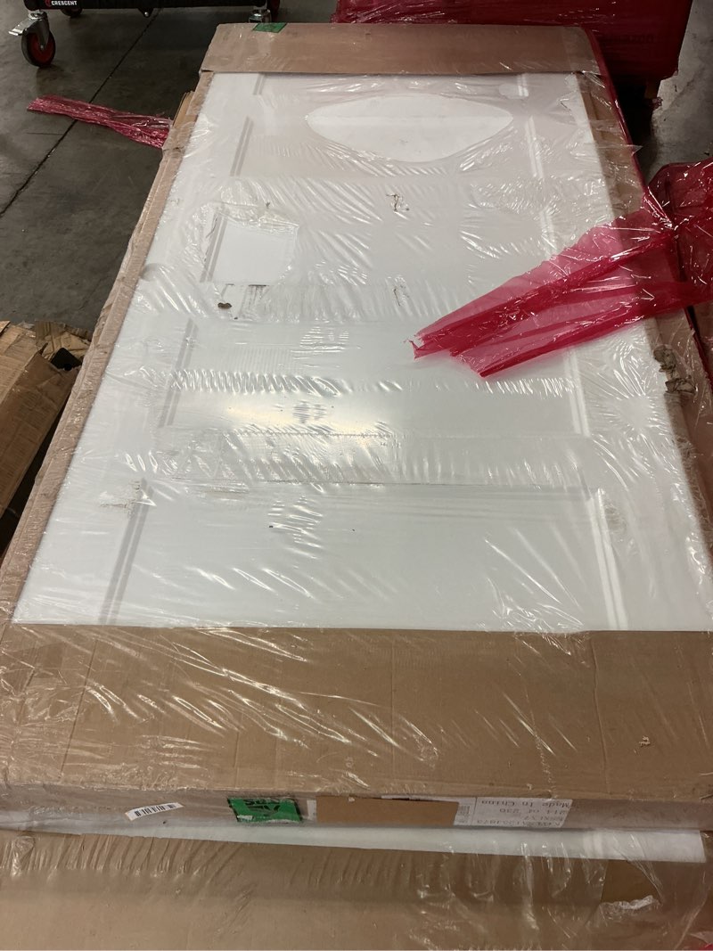 Condition photo showing As Is for BARNSMITH 72x80 in 5-Panel Bypass Sliding Closet Door, White Primed Door Slab with Bypass Closet Tra