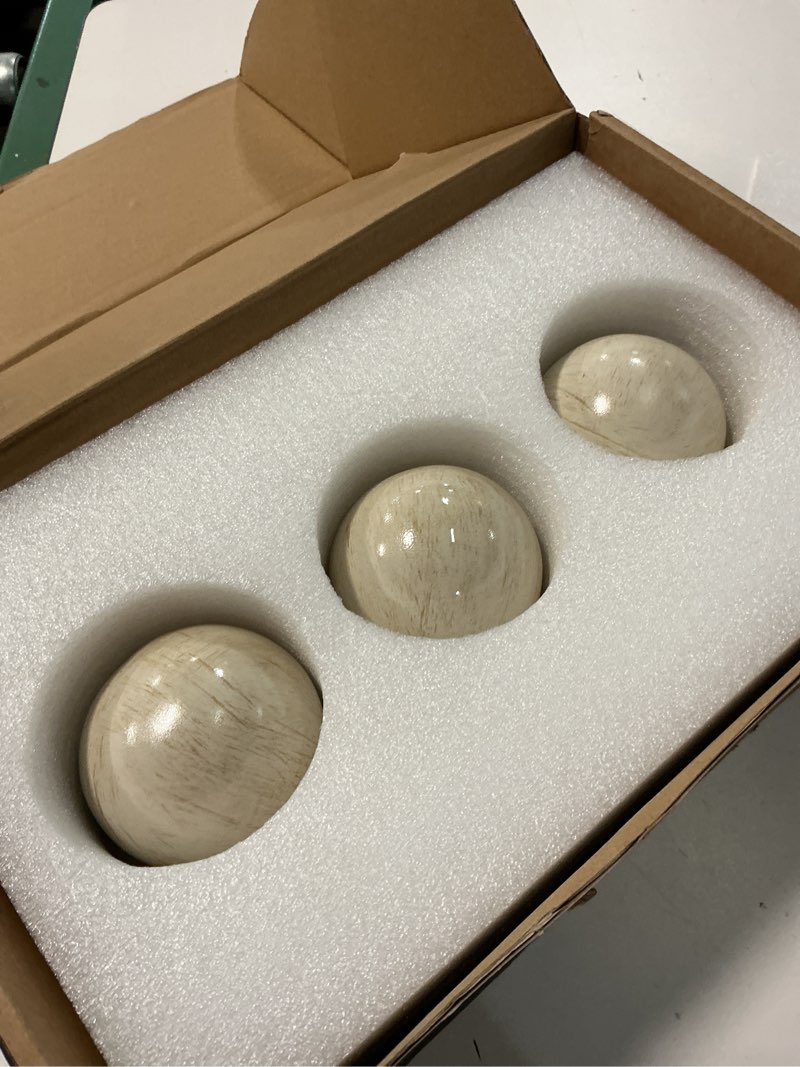 Condition photo showing Good Condition for Creative Scents Rustic Luxe Decorative Tray and Orb Set - Centerpiece Table Decorations for Coffee Table Decor - Modern Farmhouse Decor - Decorative Accents Bowl with Balls for Dining Table Decor Distressed White