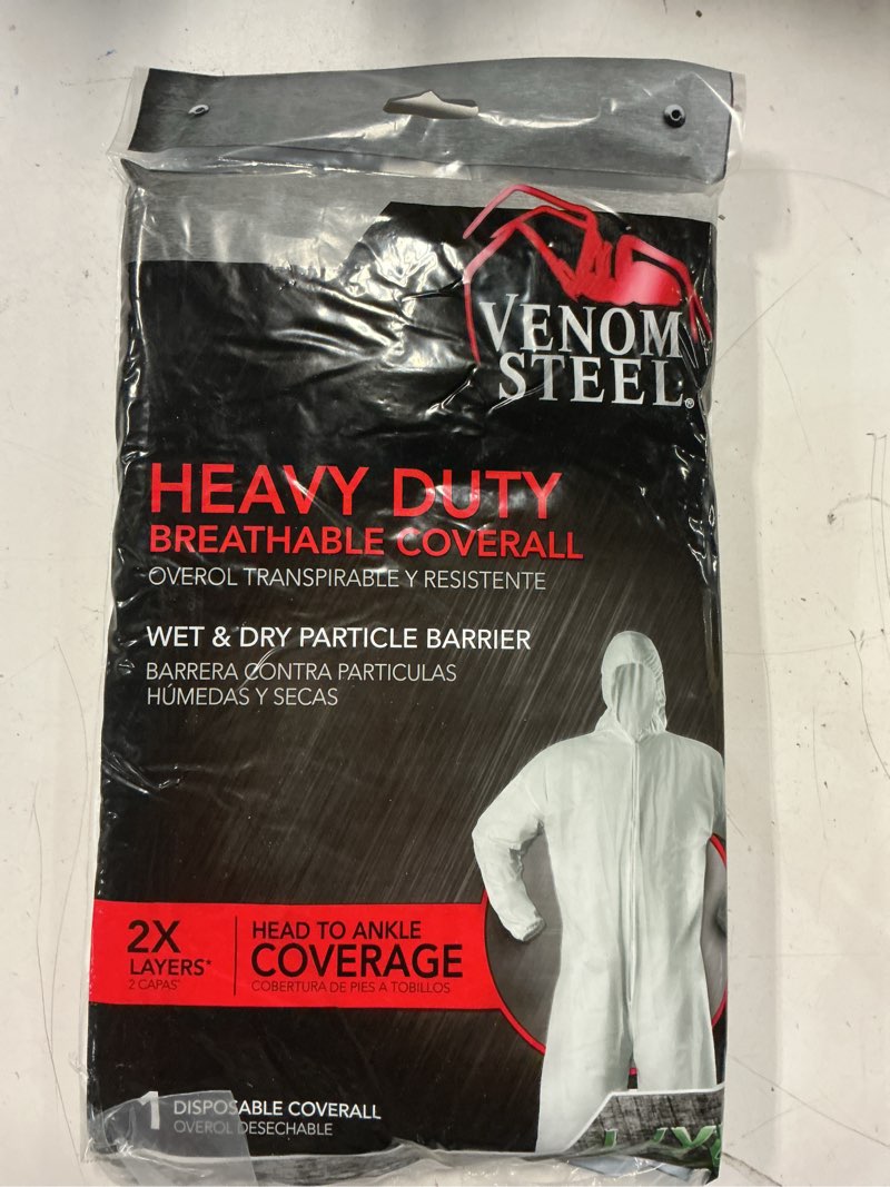 Condition photo showing Good Condition for venom heavy-duty hooded coverall, large to xl, white