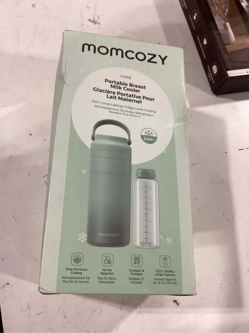 Condition photo showing New/Like New for momcozy portable breast milk cooler for travel, 24h ice-free cooling breastmilk storage bottles container, 12oz leak proof outdoor small freezer, baby breastfeeding essential for new moms green
