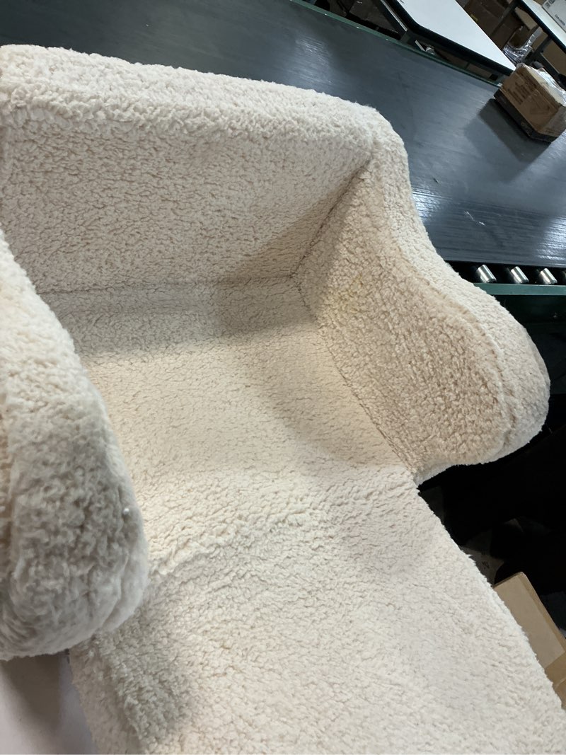 Condition photo showing As Is for Kids Chairs for Toddler, 2-in-1 Toddler Soft Sherpa Couch Fold Out, Convertible Sofa to Lounger for Girls and Boys, Cream Cream Medium