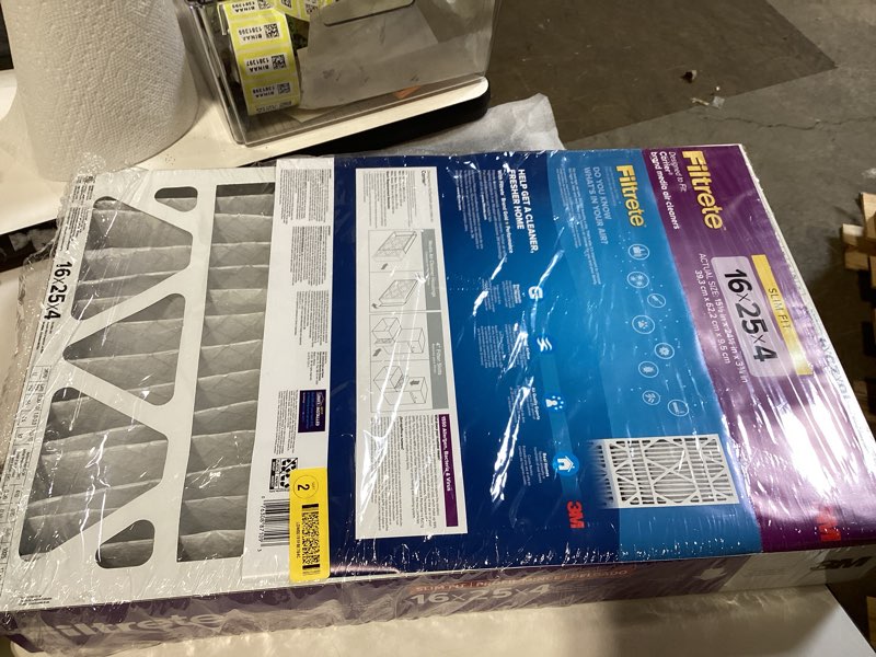 Condition photo showing Good Condition for filtrete 20x25x4 slim fit (3.75" width), ac furnace air filter, mpr 1550, merv 12, fits lennox & honeywell devices, electrostatic air cleaning filter, 2-pack (actual size 19.50 x 24.50 x 3.75)