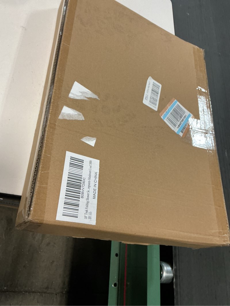 Condition photo showing Good Condition for 18" Teak Folding Shower Seat Wall Mounted,Fold Down Shower Bench for Small Shower Space, Home Care Teak Wood Stool for Inside Shower,Pregnants-Maximum Load 380lb[European Teak] (18"-White)