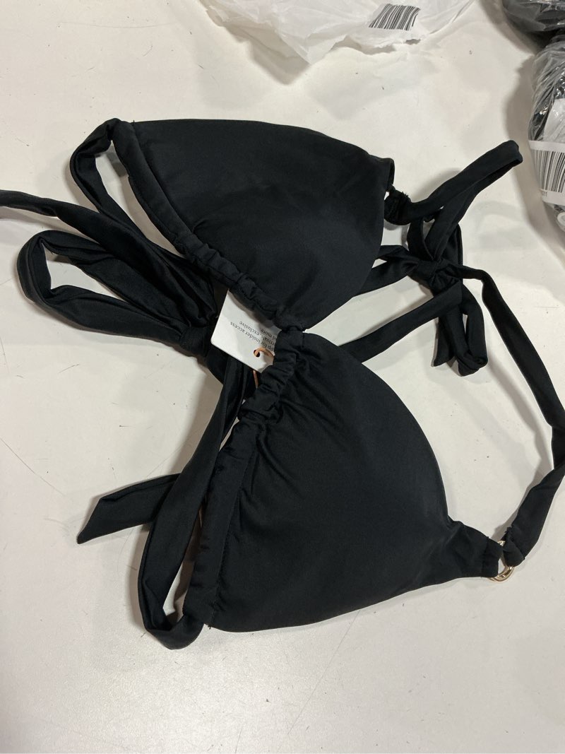 Condition photo showing Good Condition for italian full coverage ring triangle bikini top, m, black