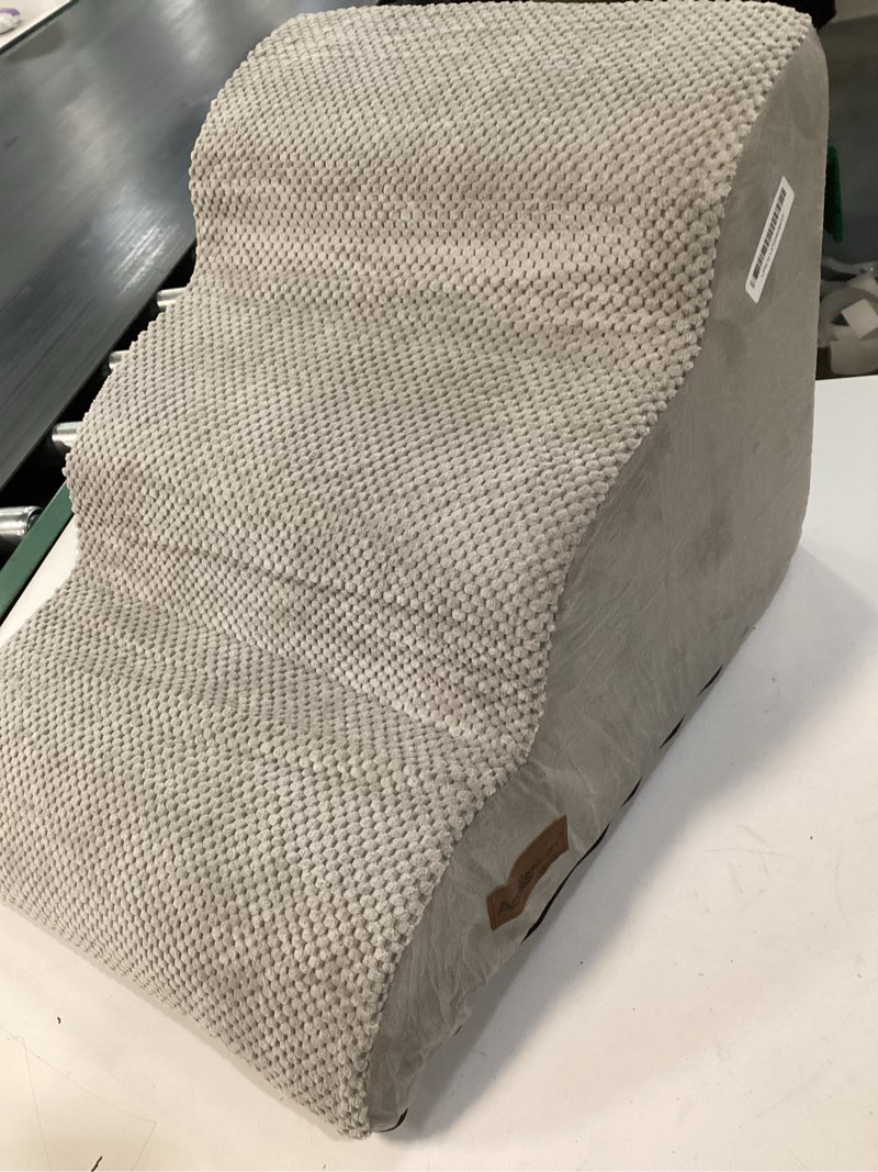 Condition photo showing Good Condition for Dog Stairs for Small Dogs,3 Step Dog Ramp for Couch and Bed,Pet Stairs with Non-Slip Bottom for Old Cats,Indoor Pet Steps,Comfort,Durable,15.4" H,Light Grey Light Grey 3 21.6"D x 15.4"W x 15.4"H