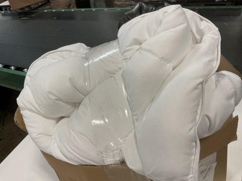 Condition photo showing As Is for Amazon Basics White Down Alternative Comforter and Duvet Insert with Corner Tabs, Machine Washable, Twin, All-Season Twin All-Season