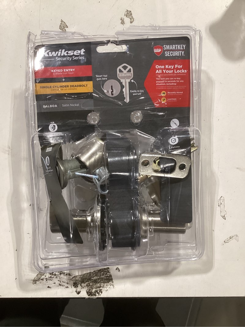 Condition photo showing As Is for Kwikset 690BL 15 SMT CP K6 V1 Balboa Entry Lever & Deadbolt Combo Pack  Satin Nickel - Quantity 1