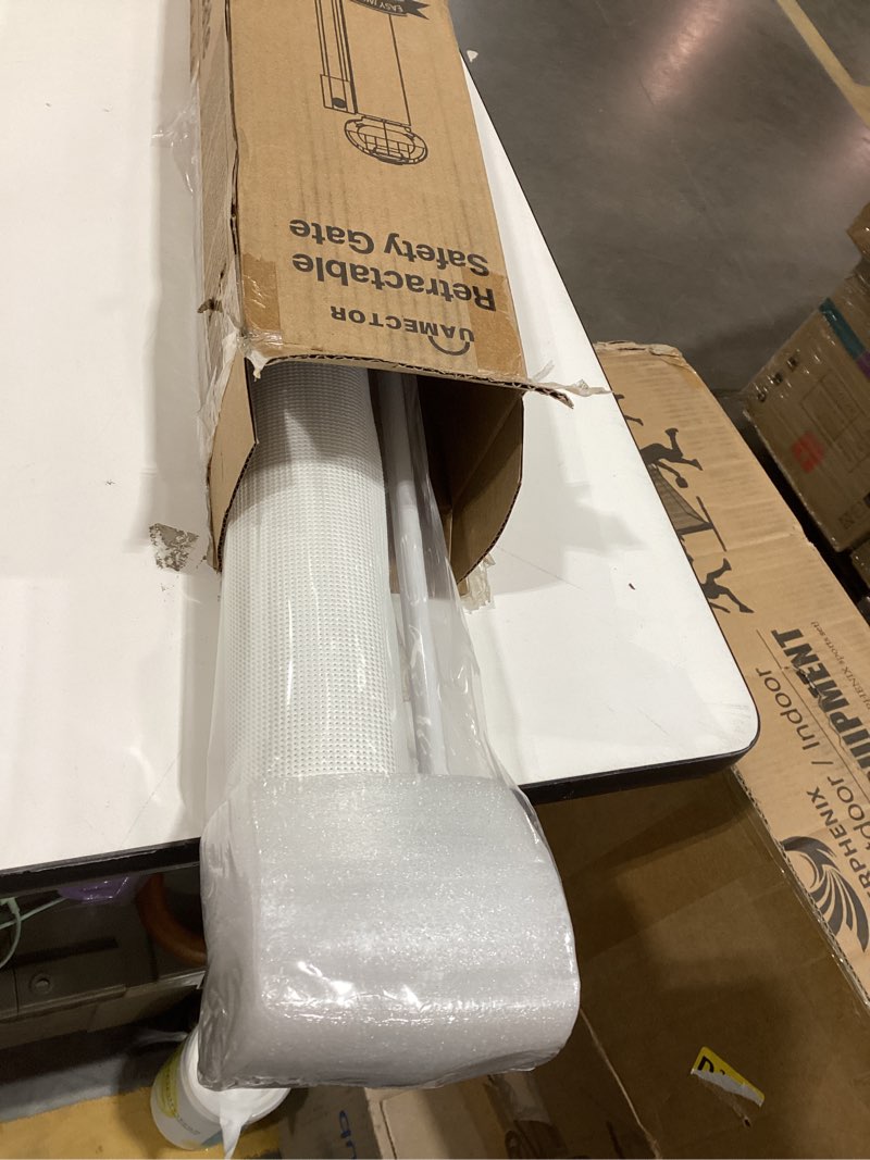 Condition photo showing Good Condition for 138 Inch Reinforced Retractable Baby Gates Extra Wide, Uamector Mesh Baby Gate or Dog Gate,Toddler Pet Retractable Gate Adjustable Length for Large Openings Stairs Doorways Hallway Indoor Outdoor