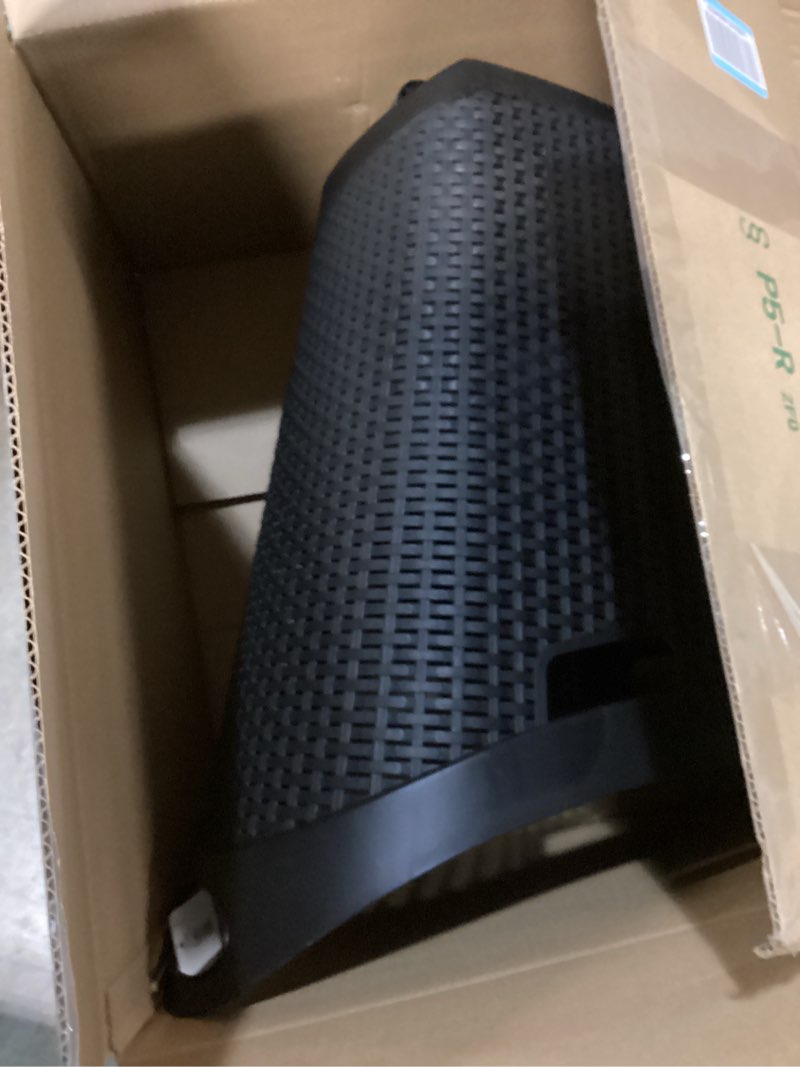 Condition photo showing As Is for Mind Reader 60L Rolling Laundry Hamper, Clothes Basket, Wheels, Wicker Style, Plastic, 19.5"L x 14.75"W x 29.25"H, Black 60 Liter with Wheels Black