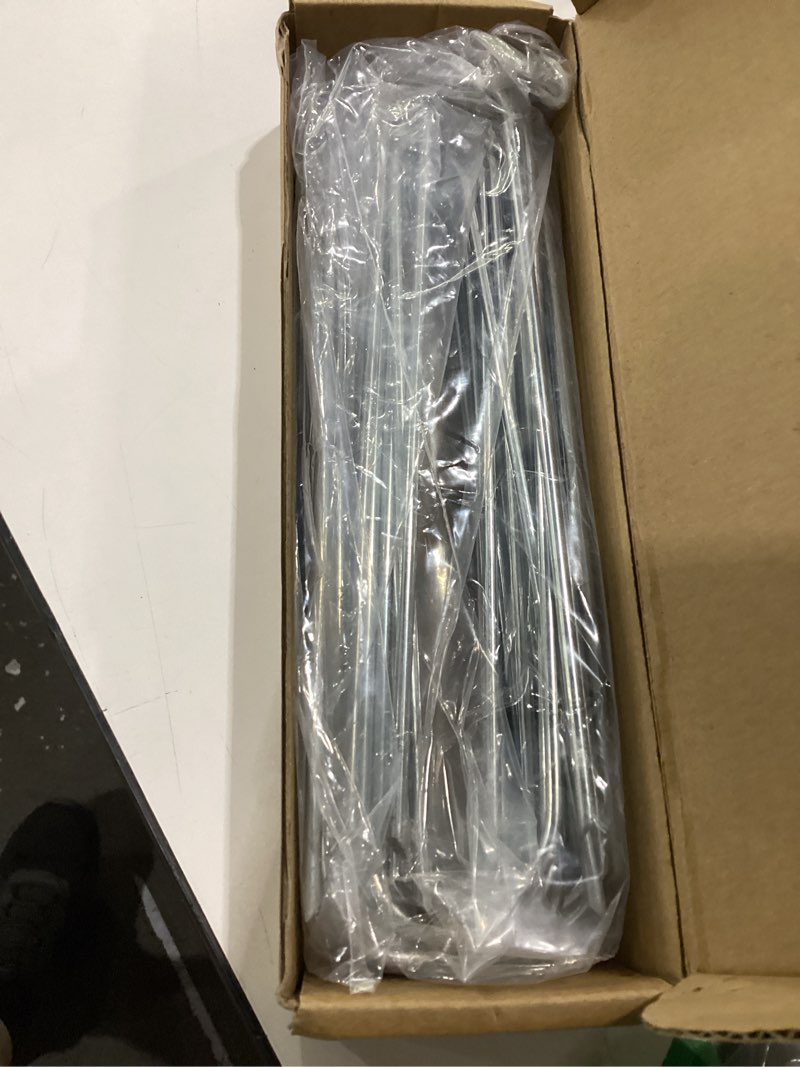 Condition photo showing As Is for 8 inch landscape staples, 12/25/50/100 pack galvanized garden stakes, heavy duty 8 gauge u-shaped ground stakes for weed barrier fabric, irrigation tubing, fence, outdoor decorations 8inch 25