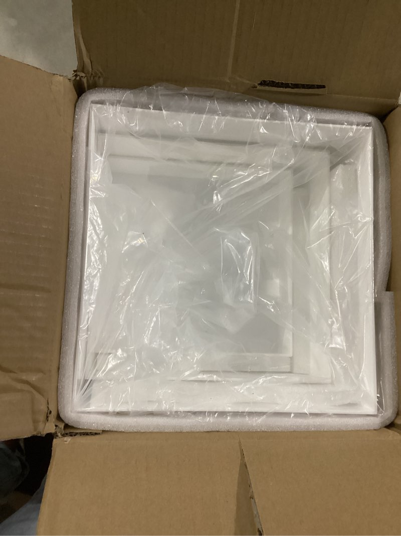 Condition photo showing Good Condition for Buffet Risers, Food Display Risers for Party, White Acrylic Risers Display Stand for Buffet Table, Catering Displays for Dessert, Cube Box Nesting Riser with Hollow Bottoms (8"x9"x10" 3PCS) 8"x9"x10" 3PCS White