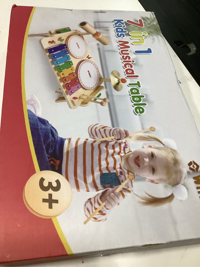 Condition photo showing New/Like New for wingyz kids drum set for toddlers baby music instruments 7 in 1 montessori preschool musical toys children drum kit xylophone tambourine birthday gifts for boys and girls