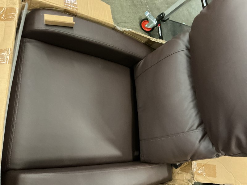 Condition photo showing As Is for gianna massage recliner chair for adults, adjustable home theater seating with lumbar support for living room, modern fabric reclining, brown