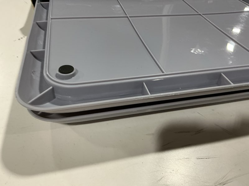 Condition photo showing As Is for Mifoci 2 Pcs Dog Potty Tray Mesh Puppy Training Pad Holder Floor Protection Portable Pee Pad Pet Toilet Training Tray Litter Box Corner for Medium and Large Dogs 25.6 x 18.9 x 1.2 Inch