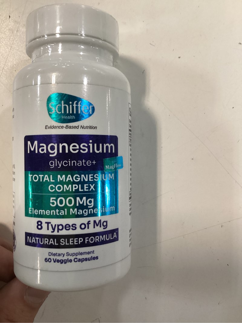 Condition photo showing New/Like New for bb 10/26 magnesium glycinate 500mg – 8-in-1 total magnesium complex with magflow™ | sleep, muscle & relaxation support | 60 veggie capsules | non-gmo, vegan, gluten free | 3rd party tested | made in usa