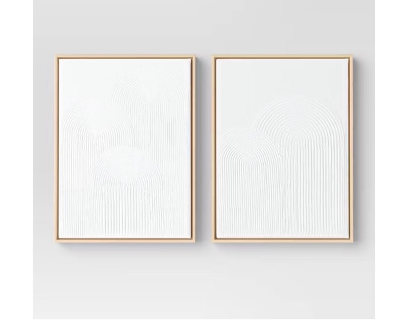 set of 2) 12" x 16" rainbow arches framed embellished canvas set - threshold™: modern abstract wall art, sawtooth back mount