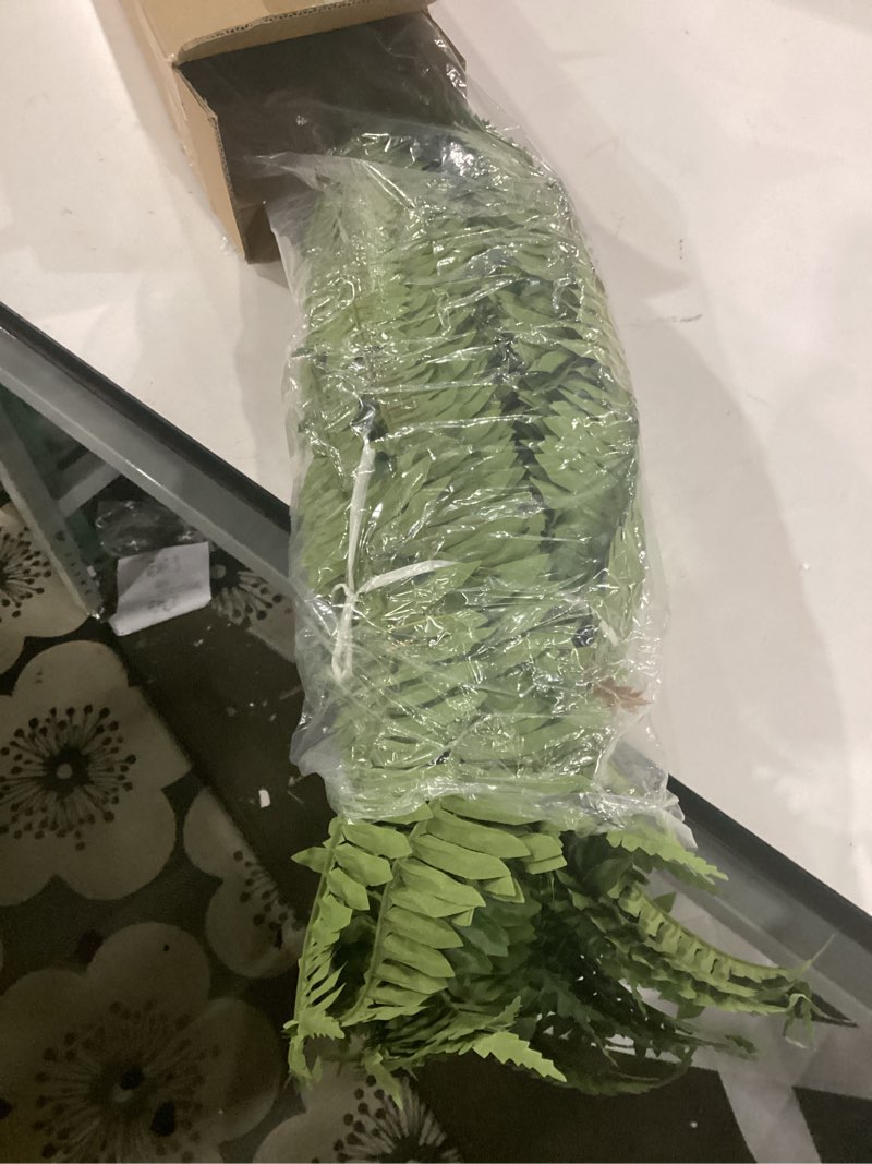 Condition photo showing Good Condition for muhanjia 56” silky artificial boston fern, 128 fronds large hanging plants for outside planter,bush floor plants large for home decor porch patio garden indoor outdoor (jy-128fronds1pcsgreen)