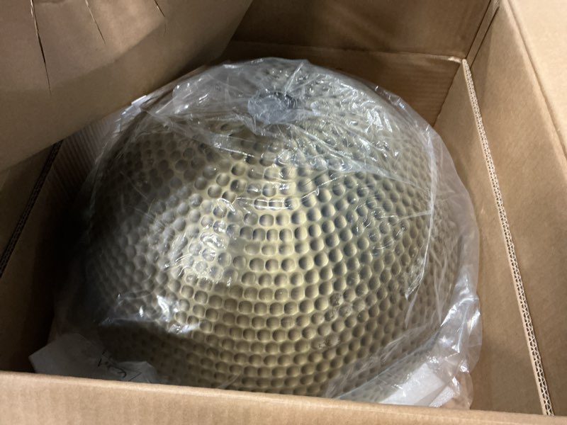 Condition photo showing Good Condition for ELYONA 2 Pack Large Hammered Pendant Light Fixtures, 16 Inch Ash Wood Vintage Dome Hanging Lamp, Antique Gold Mid Century Pendant Lighting for Kitchen Island, Farmhouse, Dining Room, Brushed Brass Brass - 2 Pack