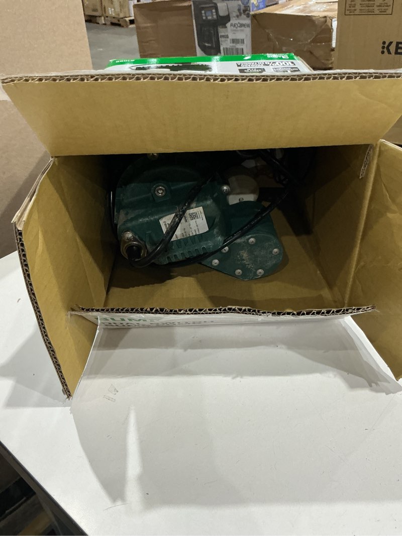 Condition photo showing As Is for similar zoeller variable level float switch effluent pump with 15 feet cord