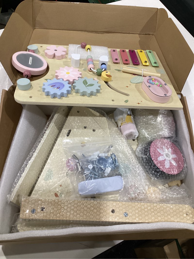 Condition photo showing Good Condition for Wooden Baby Walker, Baby Push Walker, Push Walker Toys for Babies Learning to Walk & Sit-to-Stand, with Montessori Sensory Toy & Activity Center for Girls Boys