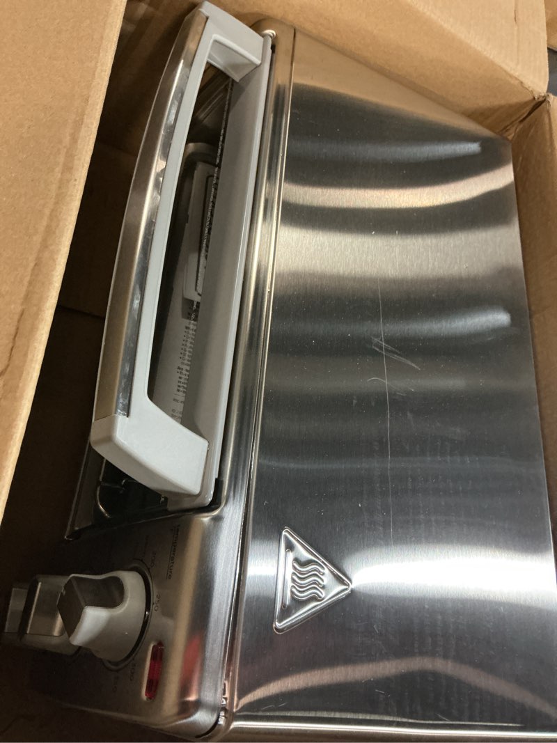Condition photo showing As Is for black+decker 4-slice toaster oven with natural convection, stainless steel, to1760ss (to1760sst-1)