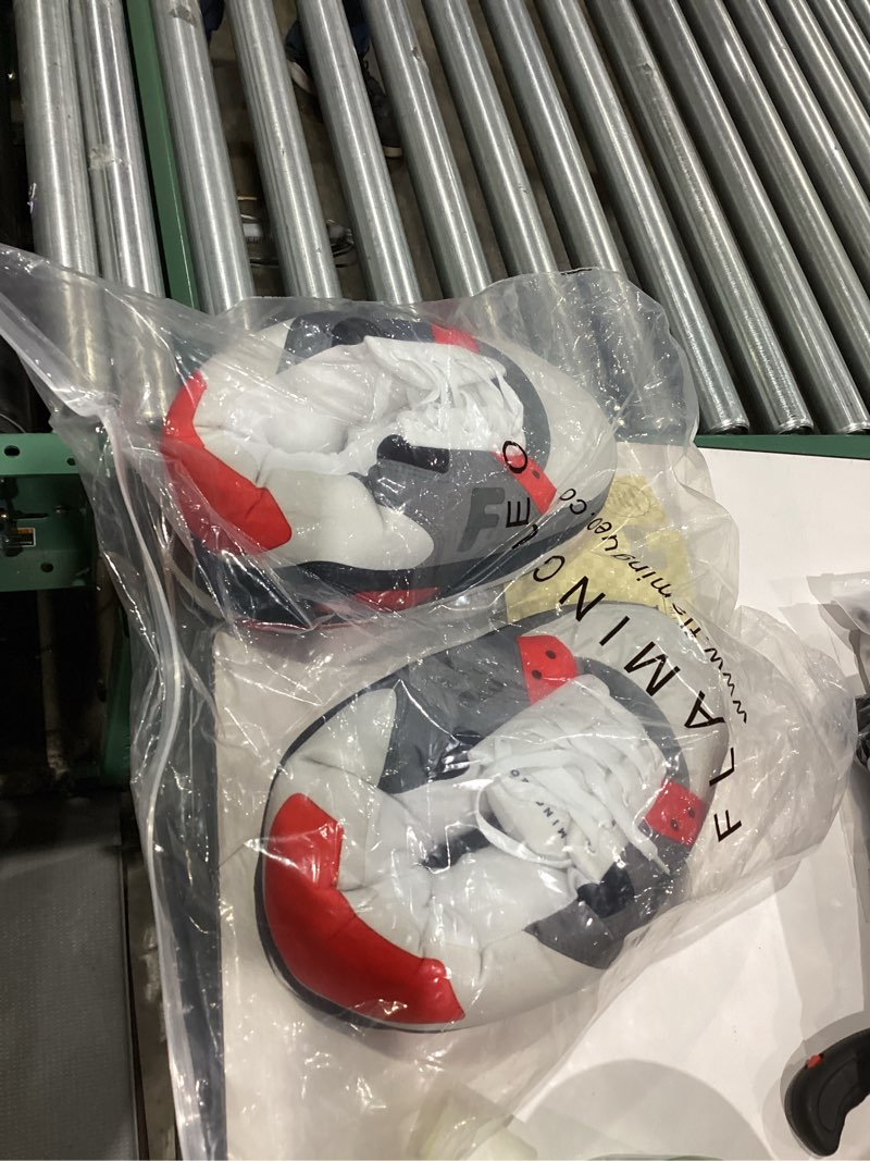 Condition photo showing New/Like New for Plush Sneaker Slippers for Men, Women & Kids (3 sizes, M/L/XL 6.5-13) 6.5-8 Aj4/White