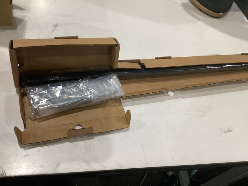Condition photo showing Good Condition for ivilon curtain rod for windows 28 to 48 inch – 1 inch telescoping drapery rod, 2 long sections, end cap finials, black 28 to 48 in.