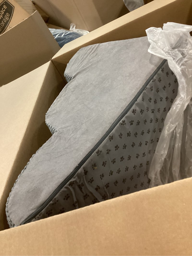 Condition photo showing Good Condition for Dog Stairs for Small Dogs - High Density Foam Dog Ramp, Extra Wide Pet Steps with Non-Slip Bottom for High Beds, Couche and Sofa, Best for Dogs Injured, Older Doggy Cats (Grey, 3 Steps) Fleece-Gray 3 Steps
