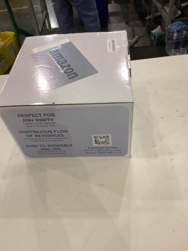 Condition photo showing New/Like New for Kusini Drink Fountain for Parties - 1.5 Gal, 3 Tier Punch Bowl Drink Tower, LED Base, 4 Reusable Cups - Drink Dispenser Machine for, Juice, Punch, Pani Puri Fountain for Party Hosting Supplies