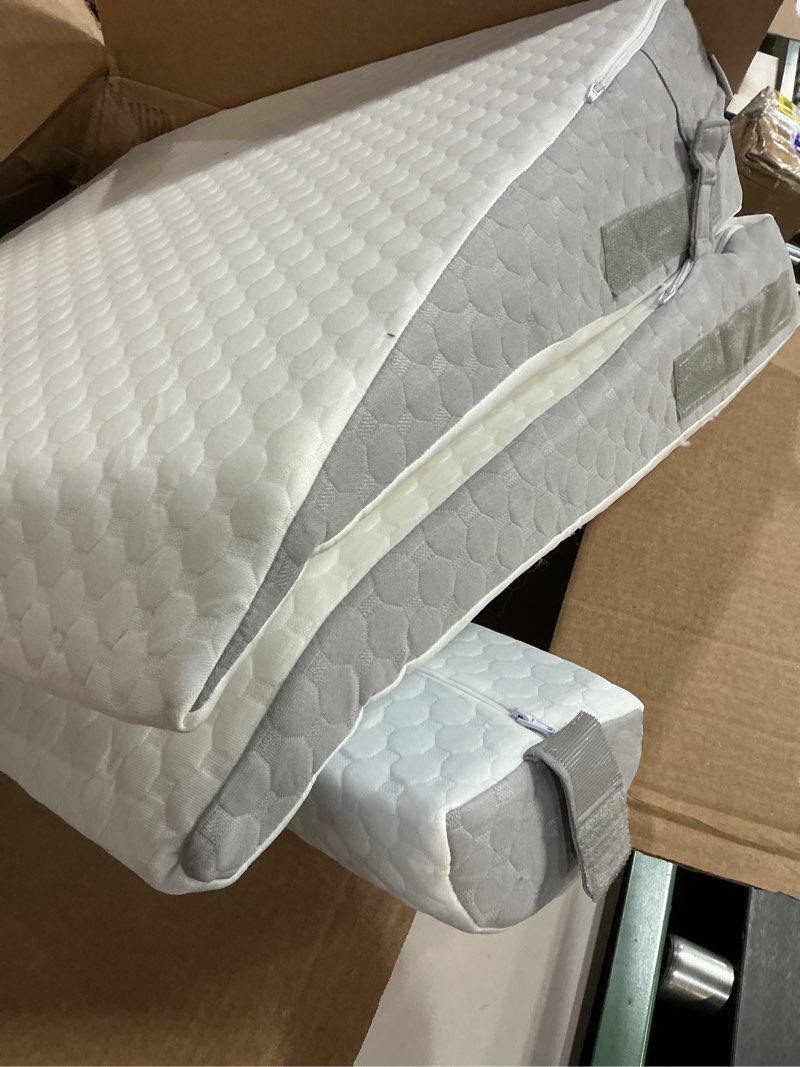 Condition photo showing Good Condition for 3PCS Wedge Pillow Set for After Surgery, Adjustable 9&12 Inch Bed Wedge Pillow for Sleeping, Incline Pillow Wedge for Headboard, Post Surgery, Acid Reflux, Neck&Back Support, White/Grey White/Grey Adjustable 9&12 Inch + 1 Head Pillow