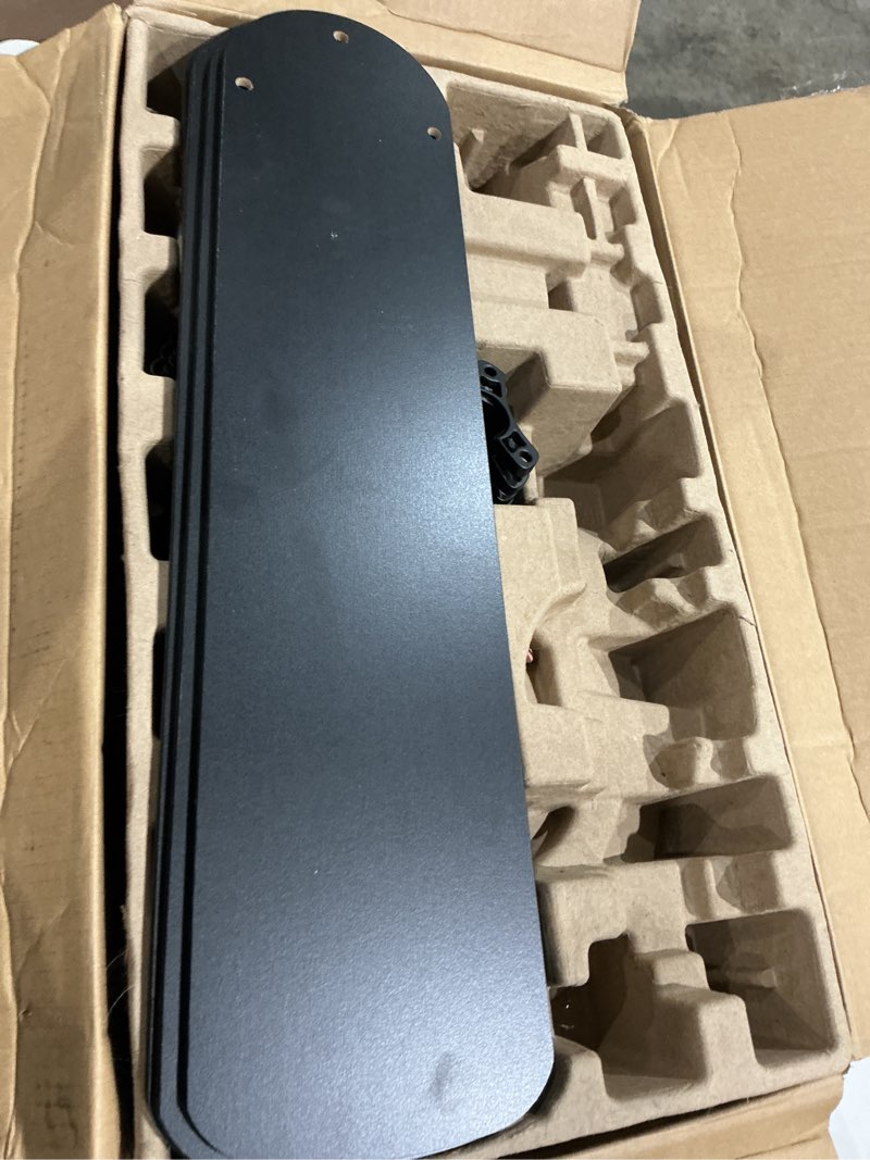 Condition photo showing As Is for harbor breeze armitage 52-in matte black with black/cocoa blades led indoor flush mount ceiling fan with light (5-blade)
