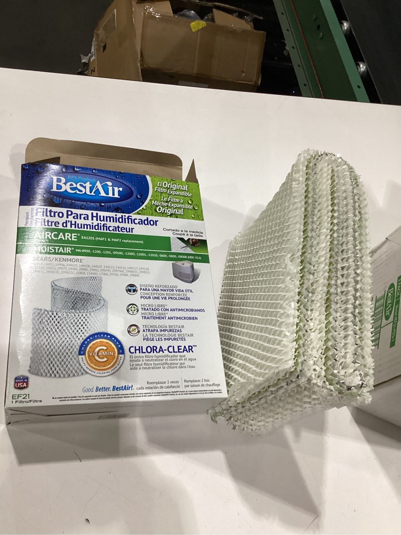 Condition photo showing New/Like New for bestair ef21-pdq-3 extended life humidifier replacement paper wick humidifier filter, 10.7" x 8.3" x 3.2", for emerson, sears & kenmore models, 3 pack