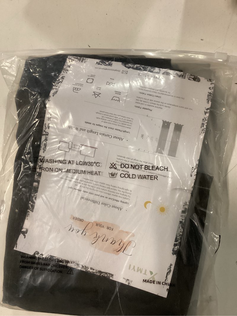 Condition photo showing New/Like New for XTMYI Under Sink Covers Curtain for Black Cabinet,Modern Ombre Waterproof Small Window Curtains for Bathroom Kitchen,Black and White,24 Inch Long 34"W x 24"L (Pack of 2) Black