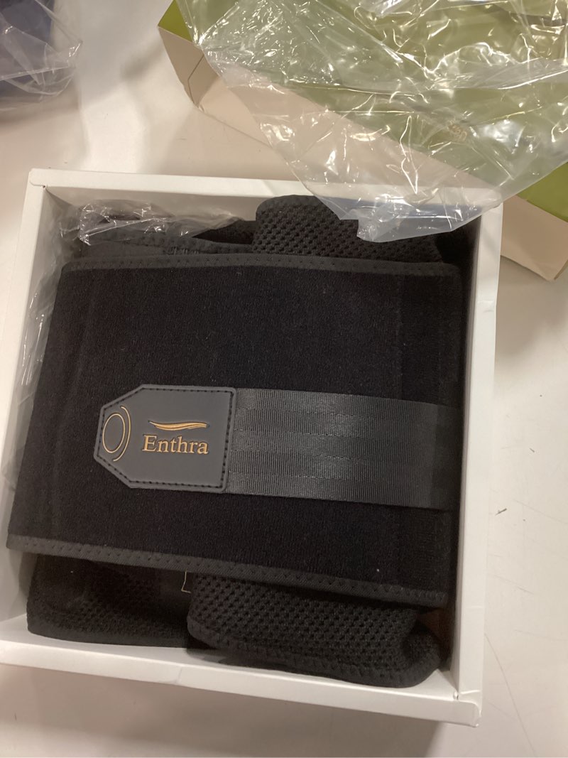 Condition photo showing As Is for Enthra Copper Back Brace - Relief from Lower Back Pain, Unique SVA System for Proper Posture, Enhanced Ergonomic Pad with 10X Compression Support, Breathable and Comfortable Fit for Men and Women Black X-Large