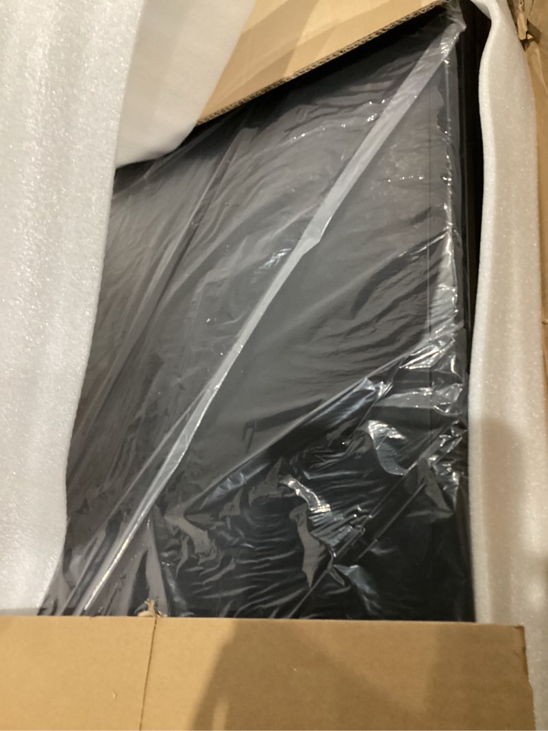 Condition photo showing As Is for Portable DJ Facade Table Station, 44"x41"x21" DJ Event Booth Facade with Black & White Scrim, Metal Foldable Frame DJ Stand with Carrying Bag